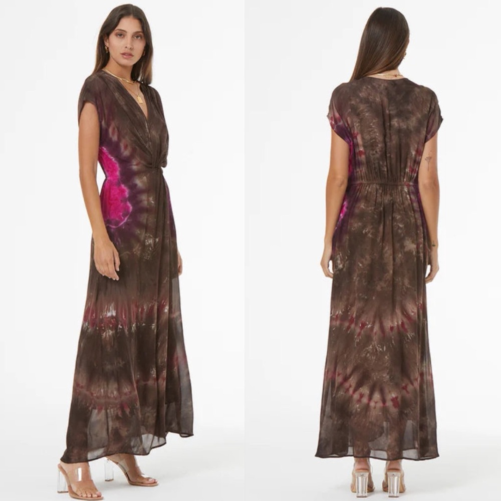Young, Fabulous & Broke Helena Solar Flare Brown Tie Dye Maxi Dress - Picture 4 of 13